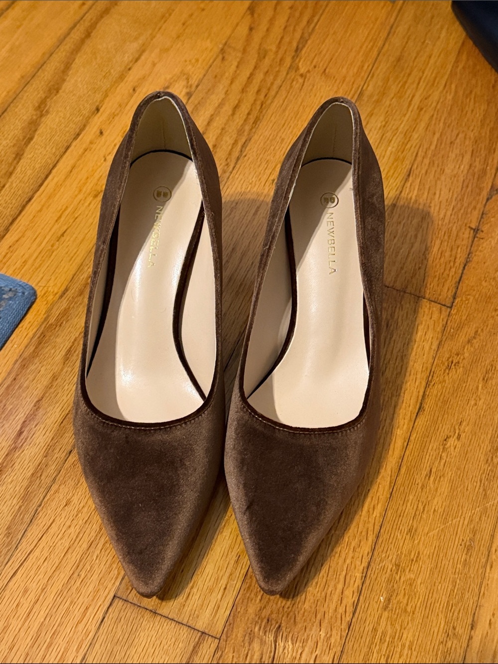 Newbella Brown Velour Heels Size 7